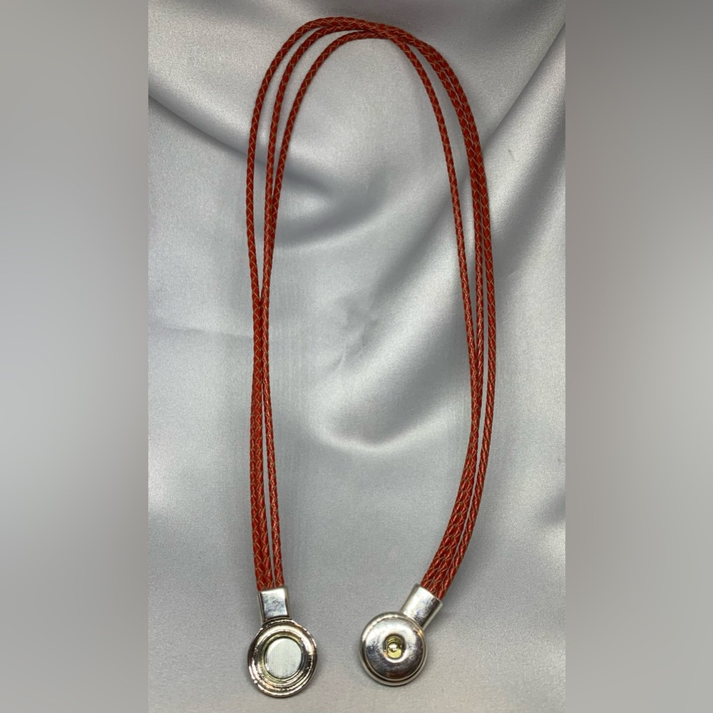 RED - Leather Magnetic Front Closure Snap Button Necklace